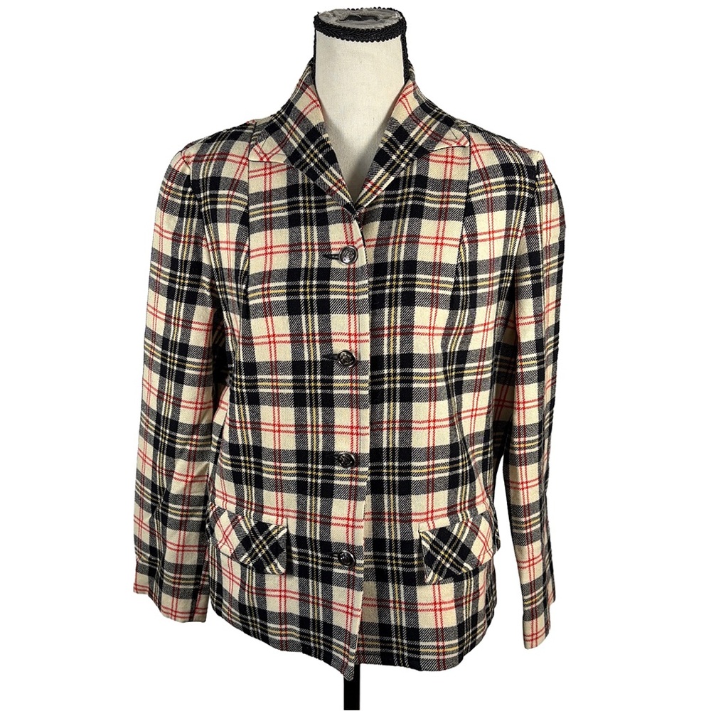 Vintage Pendleton Wool Plaid Blazer Jacket | Made in USA | Size 12